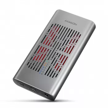 Caja externa AXAGON EEM2-20GD USB-C 20 Gbps para dos SSD M.2 NVMe con clonación por hardware