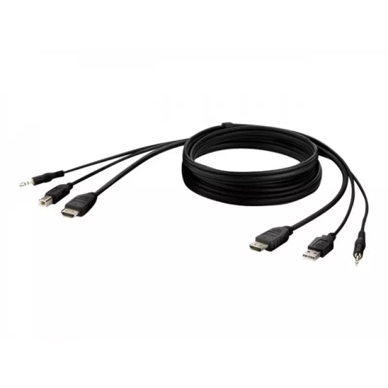 Cable KVM Belkin F1DN1CCBL — HDMI a USB A/B con audio, conectores USB para teclado/ratón, 3 m