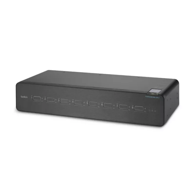 Switch KVM Belkin F1DN208KVM-UN-4 – 8 puertos dual-head HDMI/DisplayPort, teclado y ratón USB, 4K@60Hz, montaje en rack, negro