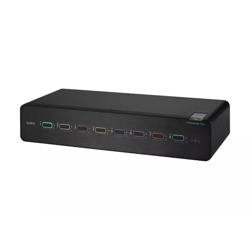 Switch KVM Belkin F1DN208KVM-UN-4 – 8 puertos dual-head HDMI/DisplayPort, teclado y ratón USB, 4K@60Hz, montaje en rack, negro