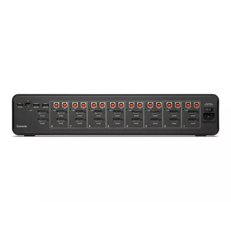 Switch KVM Belkin F1DN208KVM-UN-4 – 8 puertos dual-head HDMI/DisplayPort, teclado y ratón USB, 4K@60Hz, montaje en rack, negro