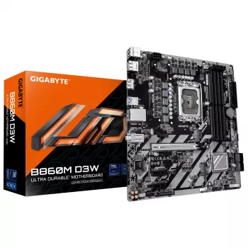 GIGABYTE B860M D3W Placa base - CPU Intel Core Ultra Series, VRM de 4+1+2 fases, hasta 9066MHz DDR5, 2xPCIe 4.0 M.2, 1GbE LAN, USB 3.2 Gen 1