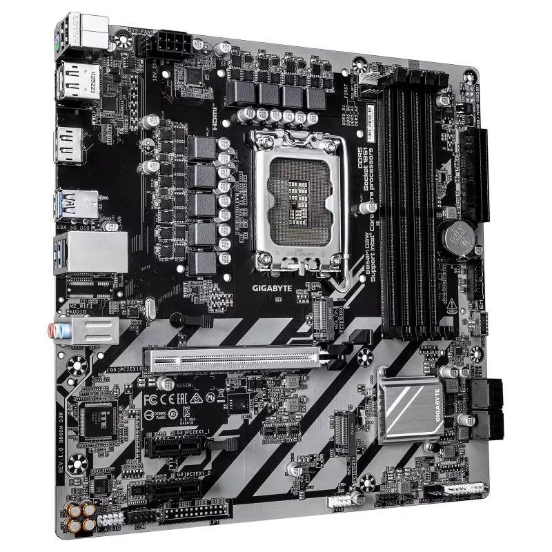 GIGABYTE B860M D3W Placa base - CPU Intel Core Ultra Series, VRM de 4+1+2 fases, hasta 9066MHz DDR5, 2xPCIe 4.0 M.2, 1GbE LAN, USB 3.2 Gen 1