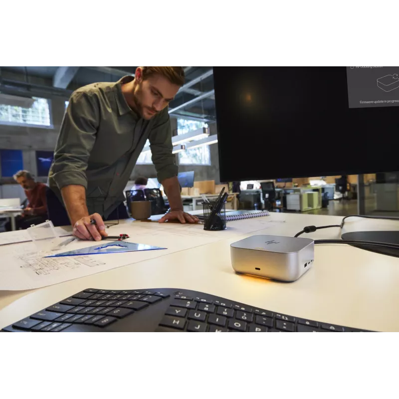 Teclado HP Business delgado v2 con lector de tarjetas con cable — tamaño completo 100 %, USB, cable de 1,8 m, negro
