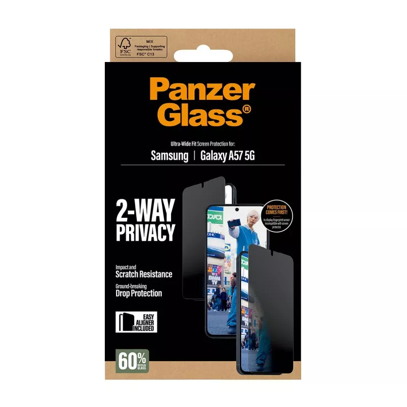PanzerGlass Privacy lámina protectora de pantalla UWF - transparente - Samsung Galaxy A57 5G lámina protectora de pantalla transparente