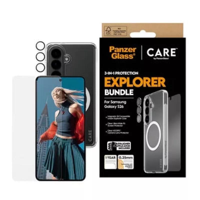 Protector de pantalla PanzerGlass CARE 3 en 1 para Samsung Galaxy S (2026) – PanzerGlass