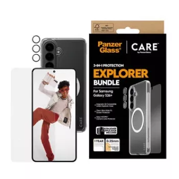 Protector de pantalla PanzerGlass CARE 3 en 1 para Samsung Galaxy S Plus 2026 — Set PanzerGlass CARE