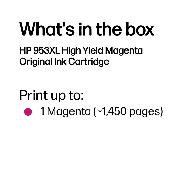 Cartucho de tinta original HP 953XL de alta capacidad magenta, magenta, 1 ud., 1450 páginas