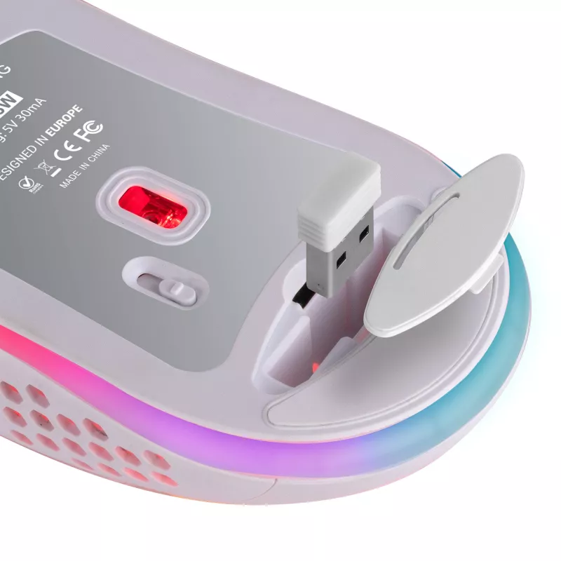 Mars Gaming MMW3W, ratón gaming inalámbrico, RGB Flow, ultraligero 79 g, 3200 DPI, blanco