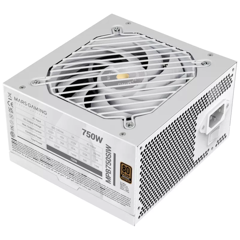 Mars Gaming MPB750SIW fuente de alimentación 750 W 24 pines ATX ATX blanca