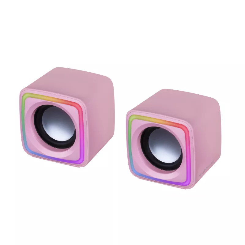Mars Gaming MSCUBEP altavoces gaming RGB compactos rosa 8W procesador de sonido DSP