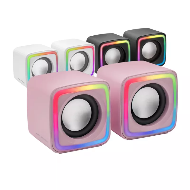 Mars Gaming MSCUBEP altavoces gaming RGB compactos rosa 8W procesador de sonido DSP