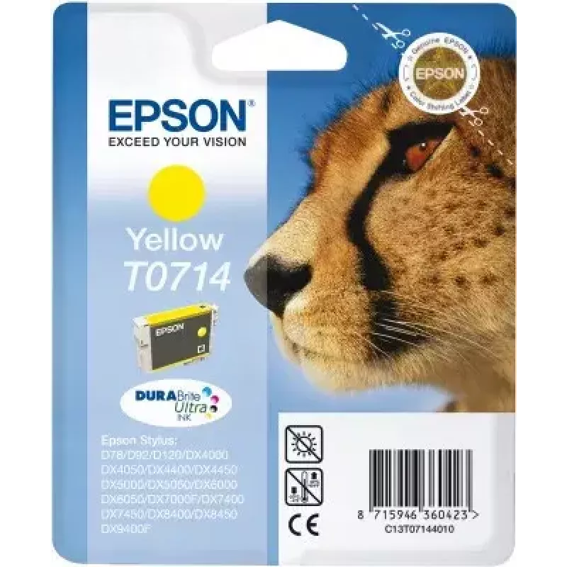 Epson Cheetah Pack individual Amarillo T0714 Tinta DURABrite Ultra