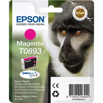 Epson Monkey Pack individual Magenta T0893 Tinta DURABrite Ultra, Magenta, tinta pigmentada, 3,5 ml, 1 ud.