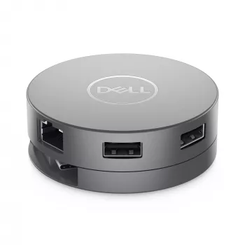 DELL Pro 7 en 1 USB-C Travel Hub - DA310, Con cable, USB 3.2 Gen 2 (3.1 Gen 2) Type-C, 10,100,1000 Mbit/s, Plata, 3840 x 2160 píxeles, 1920 x 1080 píxeles