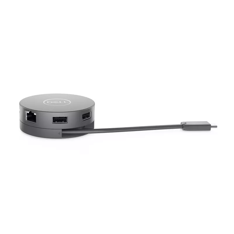 DELL Pro 7 en 1 USB-C Travel Hub - DA310, Con cable, USB 3.2 Gen 2 (3.1 Gen 2) Type-C, 10,100,1000 Mbit/s, Plata, 3840 x 2160 píxeles, 1920 x 1080 píxeles