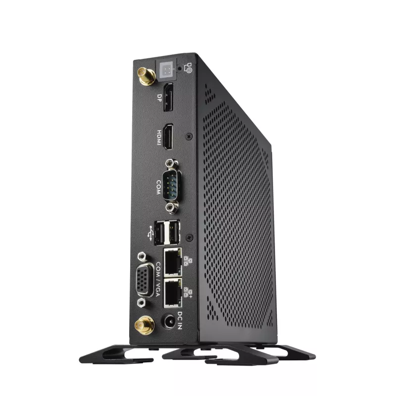 Shuttle XPC Barebone delgado DS50U, Intel Celeron 7305, 2x LAN (1x 2.5Gbit, 1x 1Gbit), 1xCOM, 1xHDMI, 1xDP, 1x VGA, sin ventilador, funcionamiento continuo 24/7