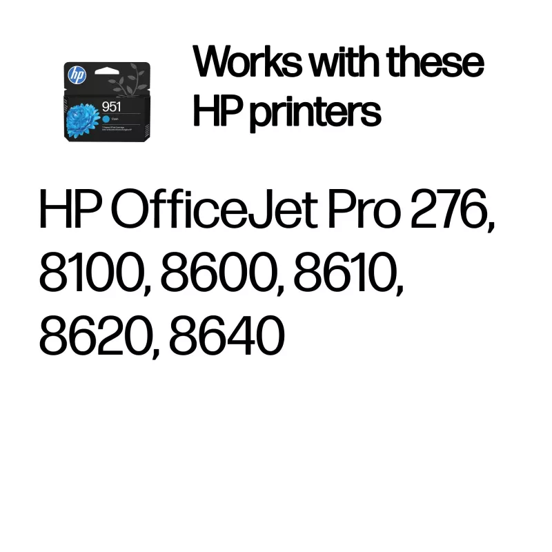 HP 951 Cian Cartucho de tinta original, Cian, 1 ud., 535 páginas