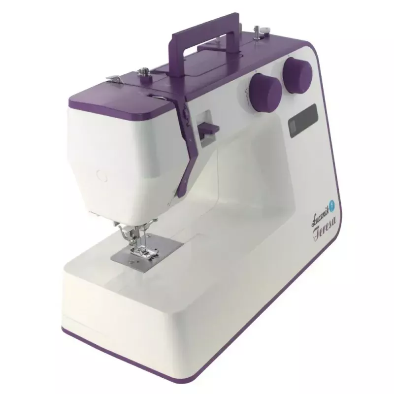 Máquina de coser Lucznik Teresa portátil ligera – Modelo Teresa, máquina de coser doméstica eléctrica, funciones de puntada básicas, blanco-violeta
