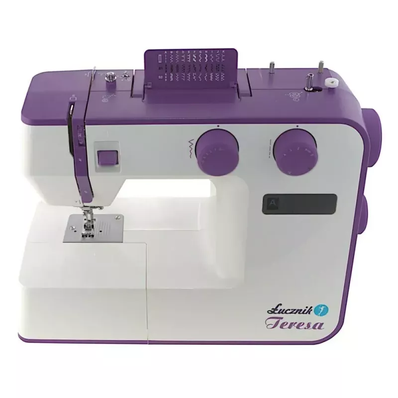 Máquina de coser Lucznik Teresa portátil ligera – Modelo Teresa, máquina de coser doméstica eléctrica, funciones de puntada básicas, blanco-violeta