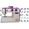 Máquina de coser Lucznik Teresa portátil ligera – Modelo Teresa, máquina de coser doméstica eléctrica, funciones de puntada básicas, blanco-violeta
