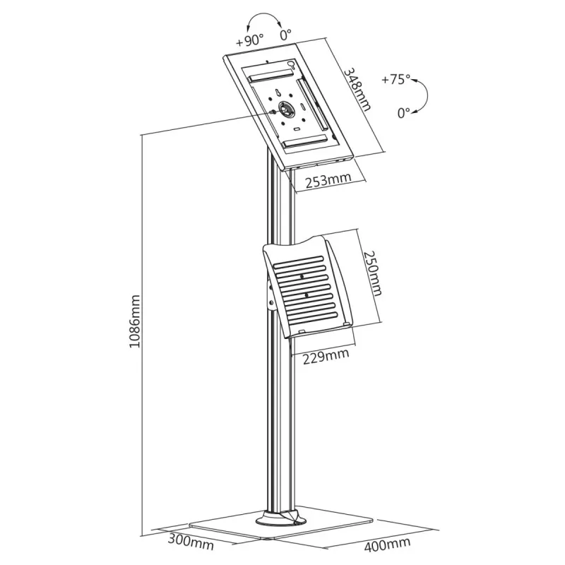 Soporte de suelo para tablet MACLEAN MC-867B Antirrobo para iPad Pro 12.9 Gen 3