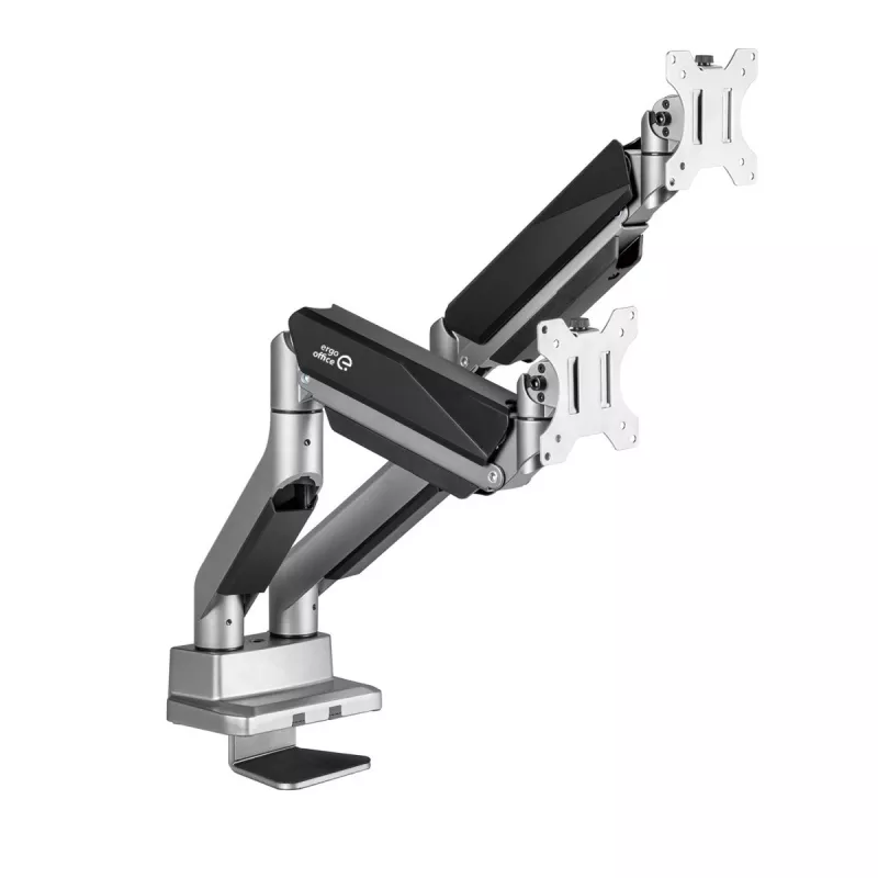 Soporte de sobremesa universal Ergo Office para doble monitor, resorte de gas 17-35 15kg, VESA 75x75 / 100x100, ER-446