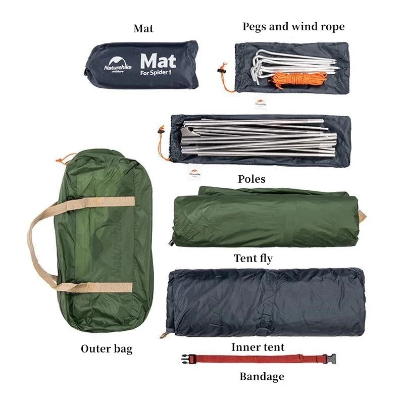 Ciclismo tienda de campaña ultraligera 1 nh18a095-d-forest Verde NATUREHIKE