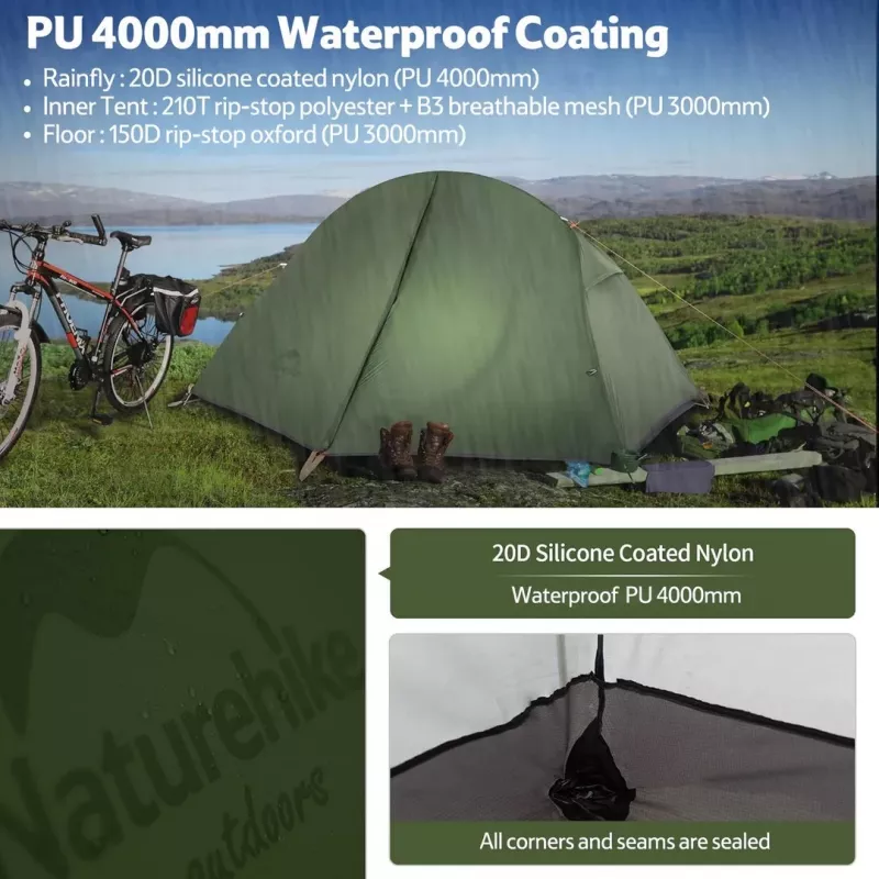 Ciclismo tienda de campaña ultraligera 1 nh18a095-d-forest Verde NATUREHIKE