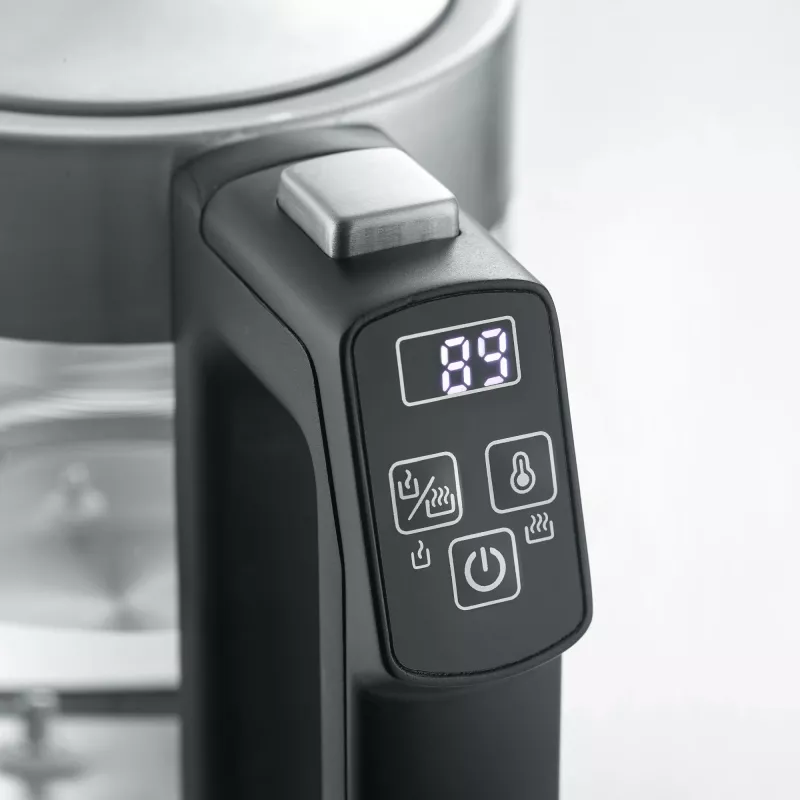 Hervidor SEVERIN WK3458, 0,5 L, 1100 W, cristal y acero inoxidable, 5 ajustes de temperatura, inalámbrico