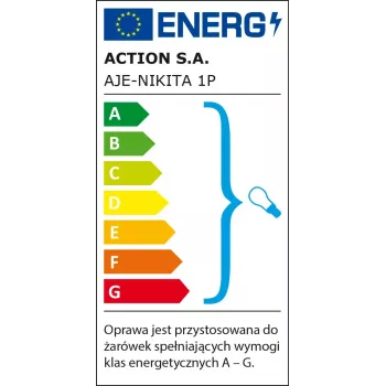 Lámpara de pared ActiveJet NIKITA níquel E27 de una luz, pantalla redonda de metal, IP20, 220–240 V, máx. 60 W