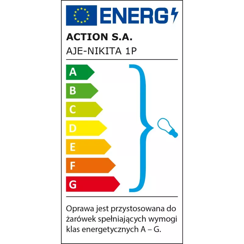 Lámpara de pared ActiveJet NIKITA níquel E27 de una luz, pantalla redonda de metal, IP20, 220–240 V, máx. 60 W