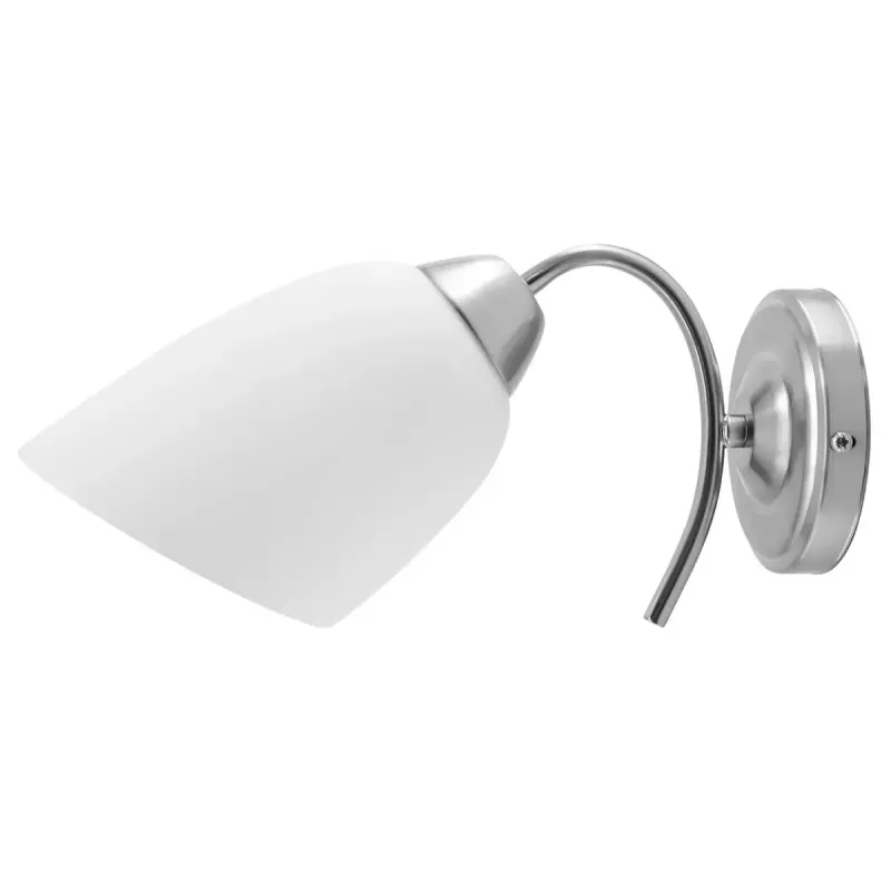Lámpara de pared ActiveJet NIKITA níquel E27 de una luz, pantalla redonda de metal, IP20, 220–240 V, máx. 60 W