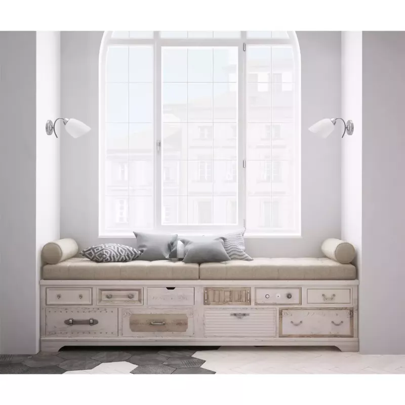 Lámpara de pared ActiveJet NIKITA níquel E27 de una luz, pantalla redonda de metal, IP20, 220–240 V, máx. 60 W