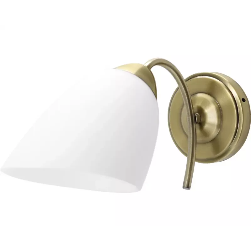 Lámpara de pared ActiveJet NIKITA Patyna E27 de casquillo único, carcasa de metal, IP20, 220–240 V, 60 W, cristal blanco