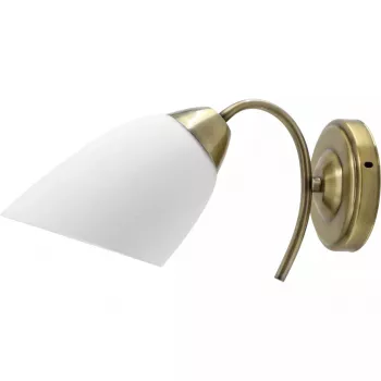 Lámpara de pared ActiveJet NIKITA Patyna E27 de casquillo único, carcasa de metal, IP20, 220–240 V, 60 W, cristal blanco
