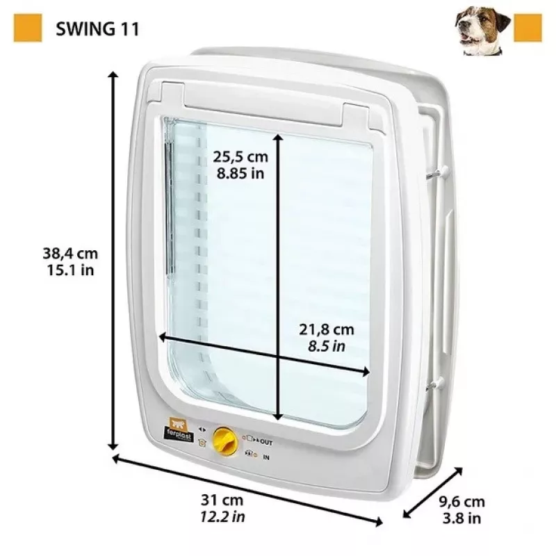 FERPLAST Swing 11 gris – puerta para perros y gatos – 31 x 9,6 x 38,4 cm