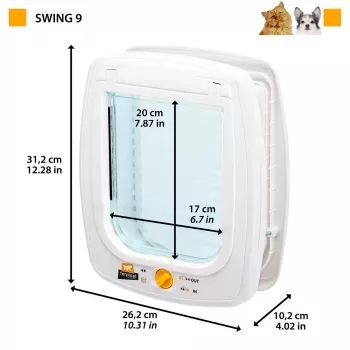 FERPLAST Swing 9 - puerta para perros medianos y gatos grandes, blanca