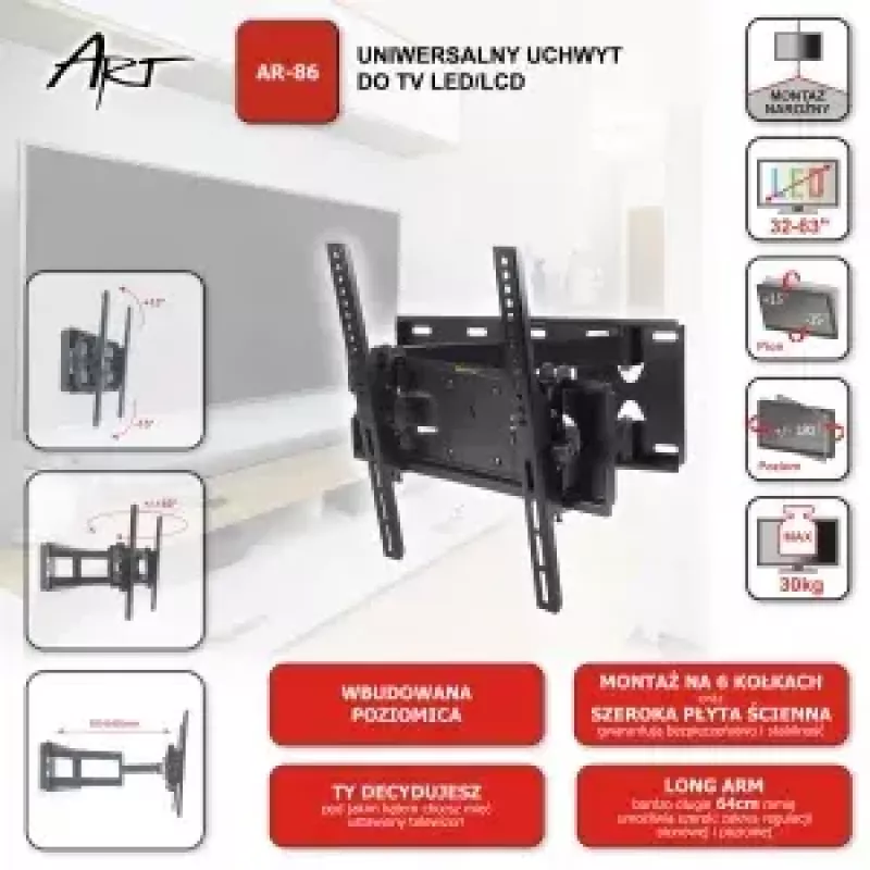 Soporte de pared para TV ART AR-86, soporte de pared para televisores, modelo AR-86