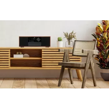 Minicadena JVC RD-E761, 2x8 W RMS, Bluetooth 4.2, USB, CD, FM, carcasa de madera, negra