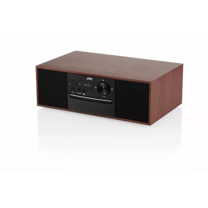 Minicadena JVC RD-E761, 2x8 W RMS, Bluetooth 4.2, USB, CD, FM, carcasa de madera, negra