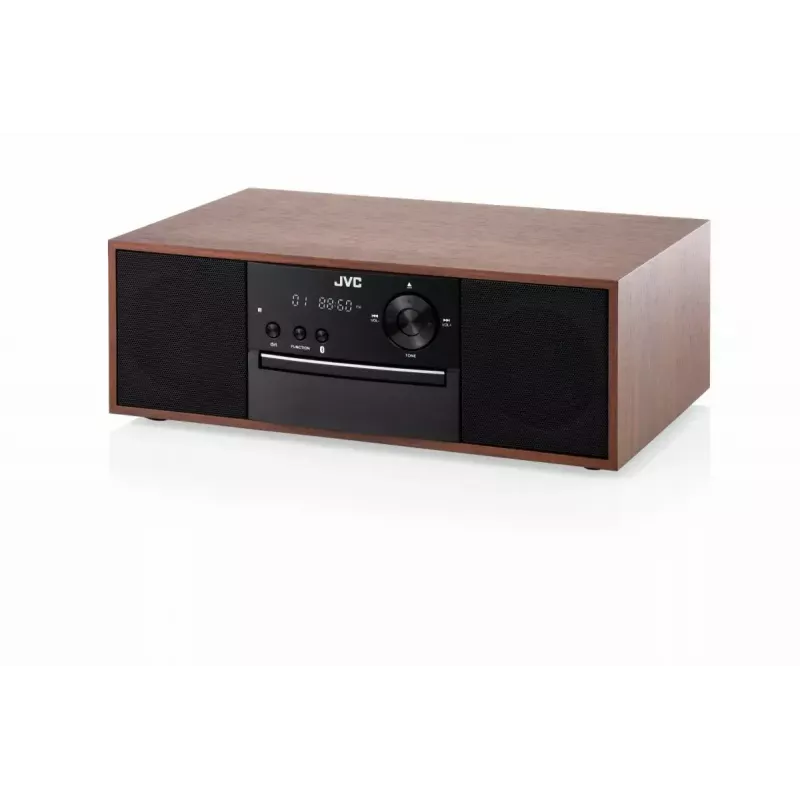 Minicadena JVC RD-E761, 2x8 W RMS, Bluetooth 4.2, USB, CD, FM, carcasa de madera, negra
