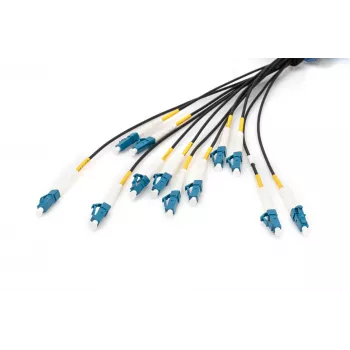 Cable breakout universal de fibra óptica preensamblado Digitus monomodo OS2 12 fibras LC/UPC 100 m