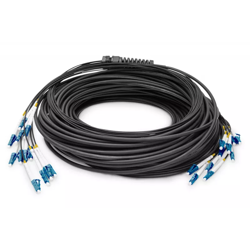 Cable breakout universal de fibra óptica preensamblado Digitus monomodo OS2 12 fibras LC/UPC 100 m