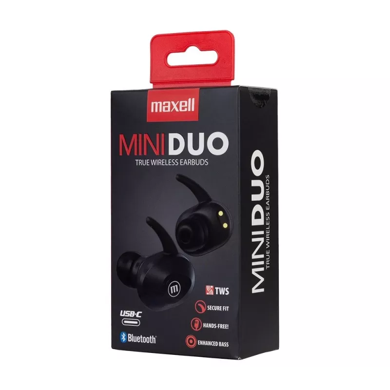 MAXELL MINI DUO Auriculares inalámbricos in-ear con estuche de carga Negro