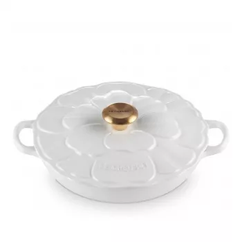 Le Creuset Gourmet Professional Olla flor 26 cm blanca
