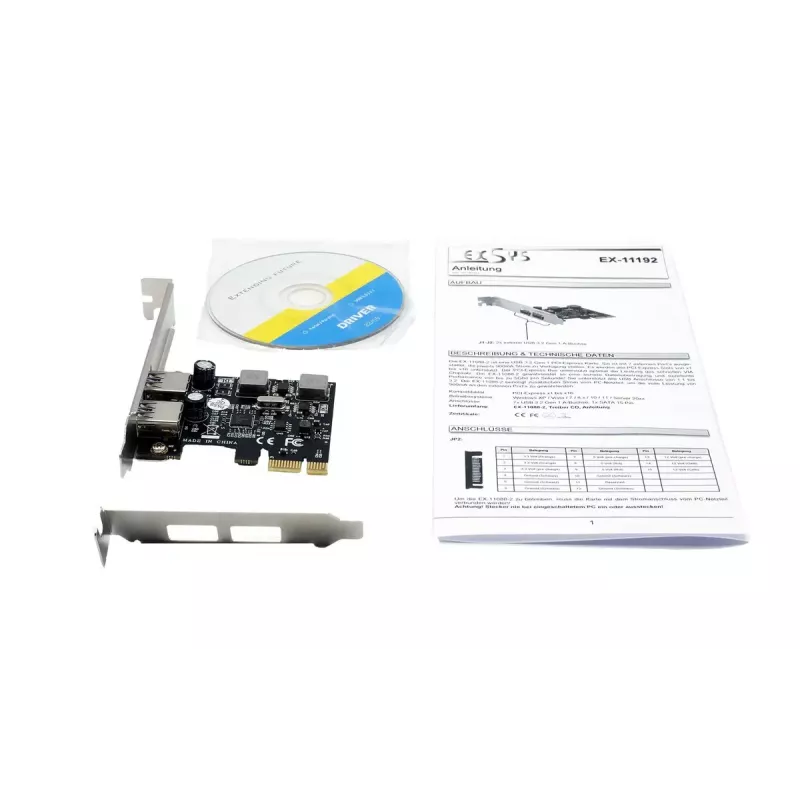 EXSYS Tarjeta PCIe 2 puertos USB 3.2 Gen 1 3A Renesas