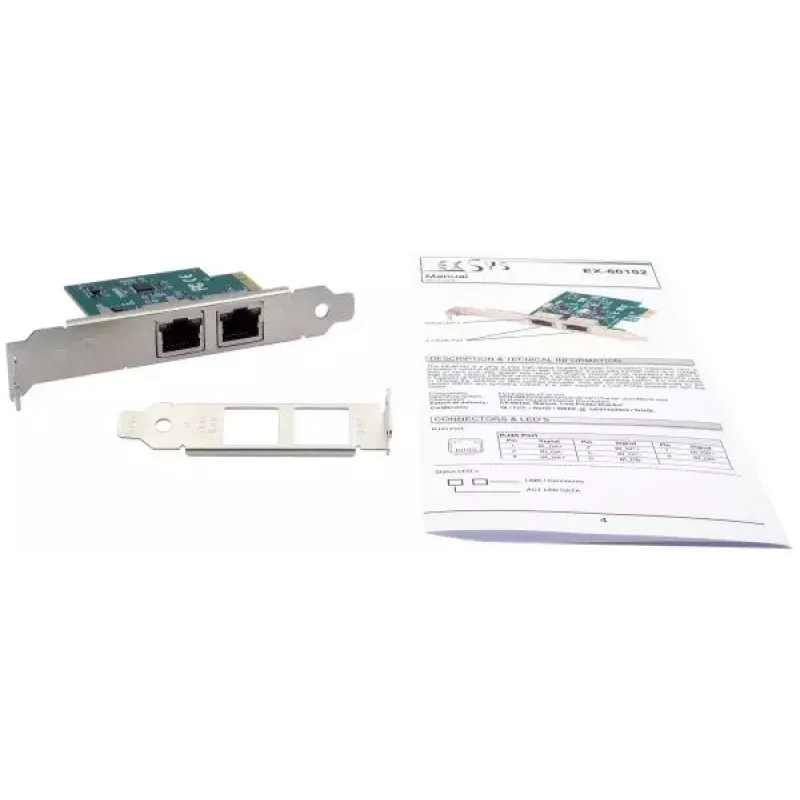 Tarjeta de red interna EXSYS EX-60102 1000 Mbit/s PCI Express Cableada