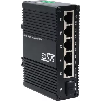 Switch Exsys EX-62030MPOE-SFP — Mini Gigabit 5+1 PoE+ Web-Managed Switch con 5 Gigabit + 1 SFP
