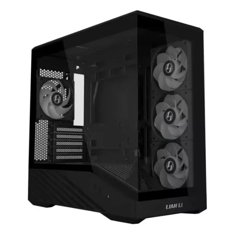 Caja de PC mini torre Lian Li Vector V100R MINI — Mini-ITX/Micro-ATX, cristal templado, 3x120mm lateral + 1x120mm ventilador trasero, 2x 2,5 pulgadas + 1x 3,5 pulgadas bahías, negro